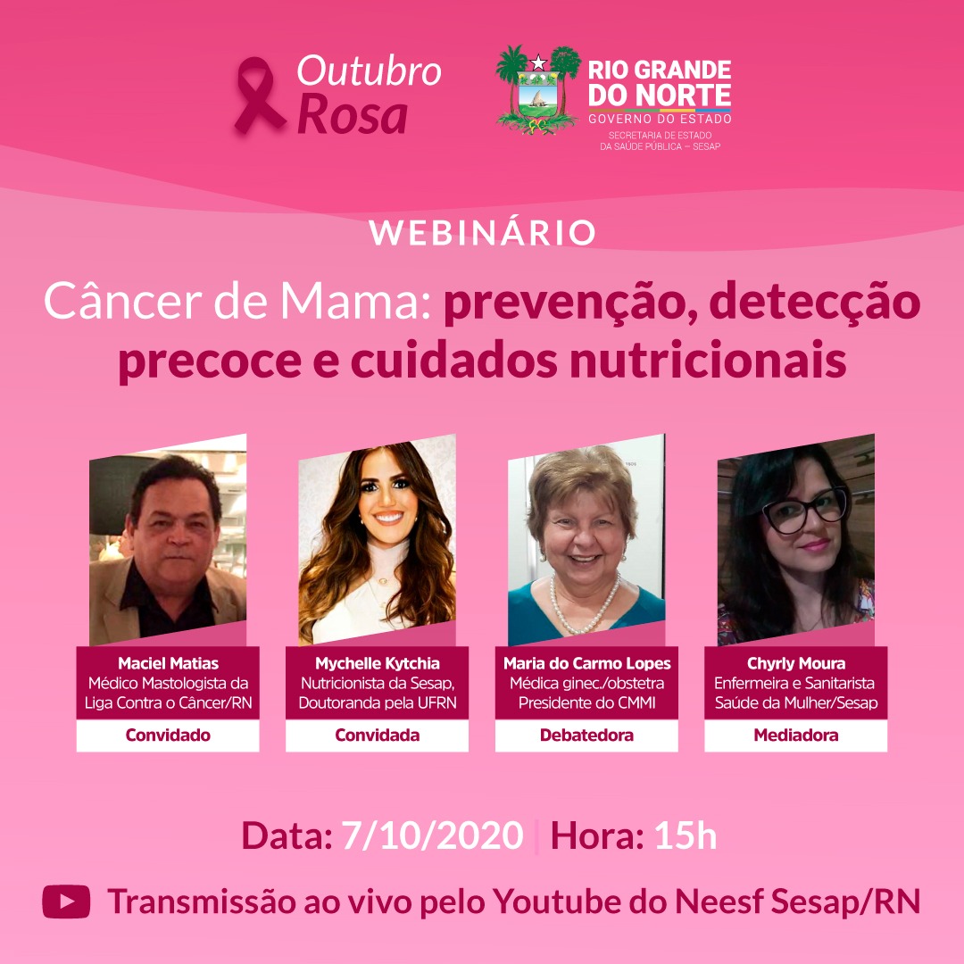 Outubro Rosa: Webnário alerta para prevenção do câncer de mama - Secretaria  de Estado da Saúde Pública
